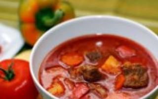 Borscht with stewed meat recipe step by step with photos