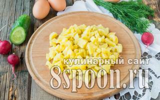Okroshka on kefir with mineral water and mustard