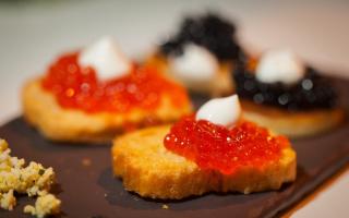 Kaloriengehalt Kaviar, schwarz und rot, körnig, gesalzen