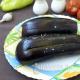 Preparing an autumn dish - pickled eggplants stuffed with vegetables
